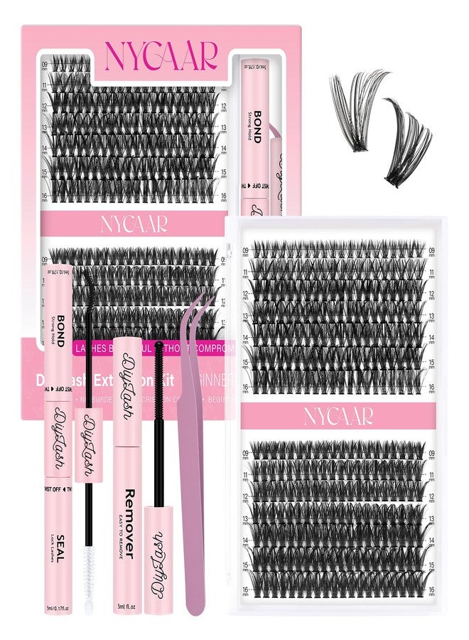 NYCAAR DIY Lash Extension Kit 280Pcs Individual Eyelash Extension Kit 40D50D 0.07D Curl 9-16MIX Lash Clusters Kit with Lash Glue Remover Applicator Easy to Use for Beginners - Image 1
